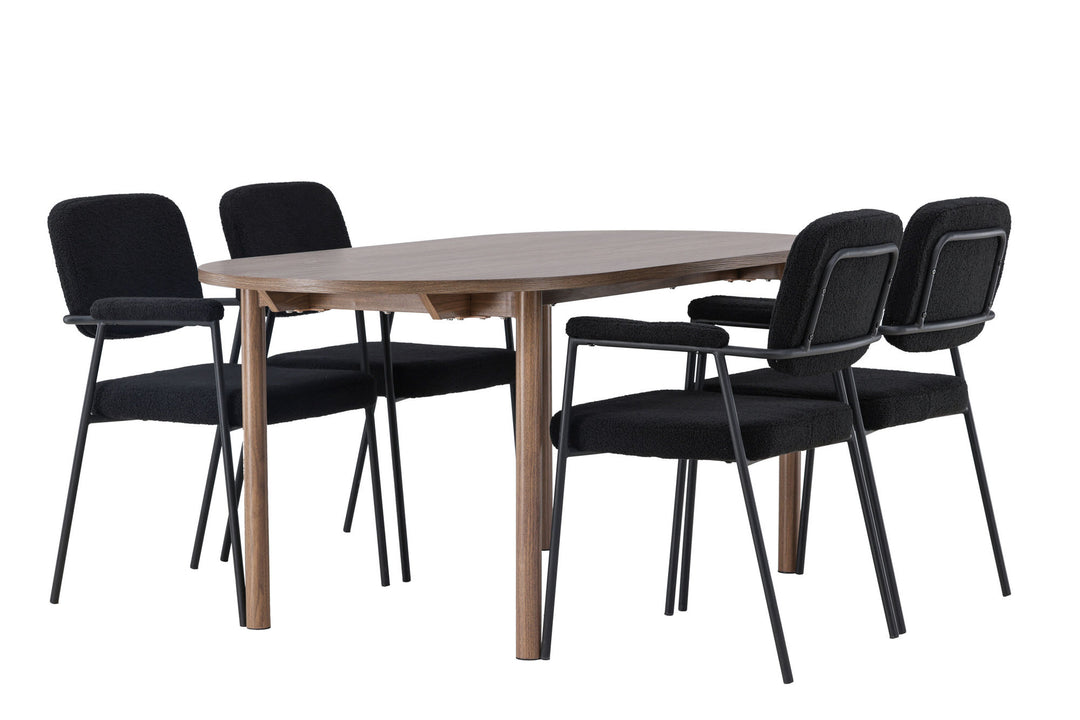 Venture Home Andy Dining Table 180*75 - Natural / Natural MDF +Yesterday Dining Chair - Black / Black Boucle _4