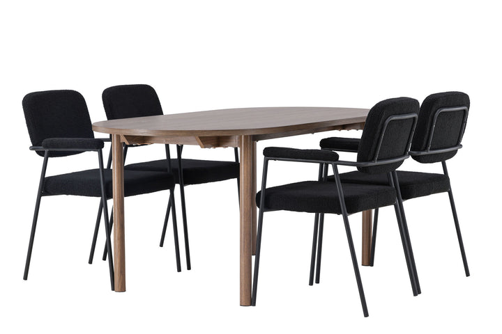 Venture Home Andy Dining Table 180*75 - Natural / Natural MDF +Yesterday Dining Chair - Black / Black Boucle _4