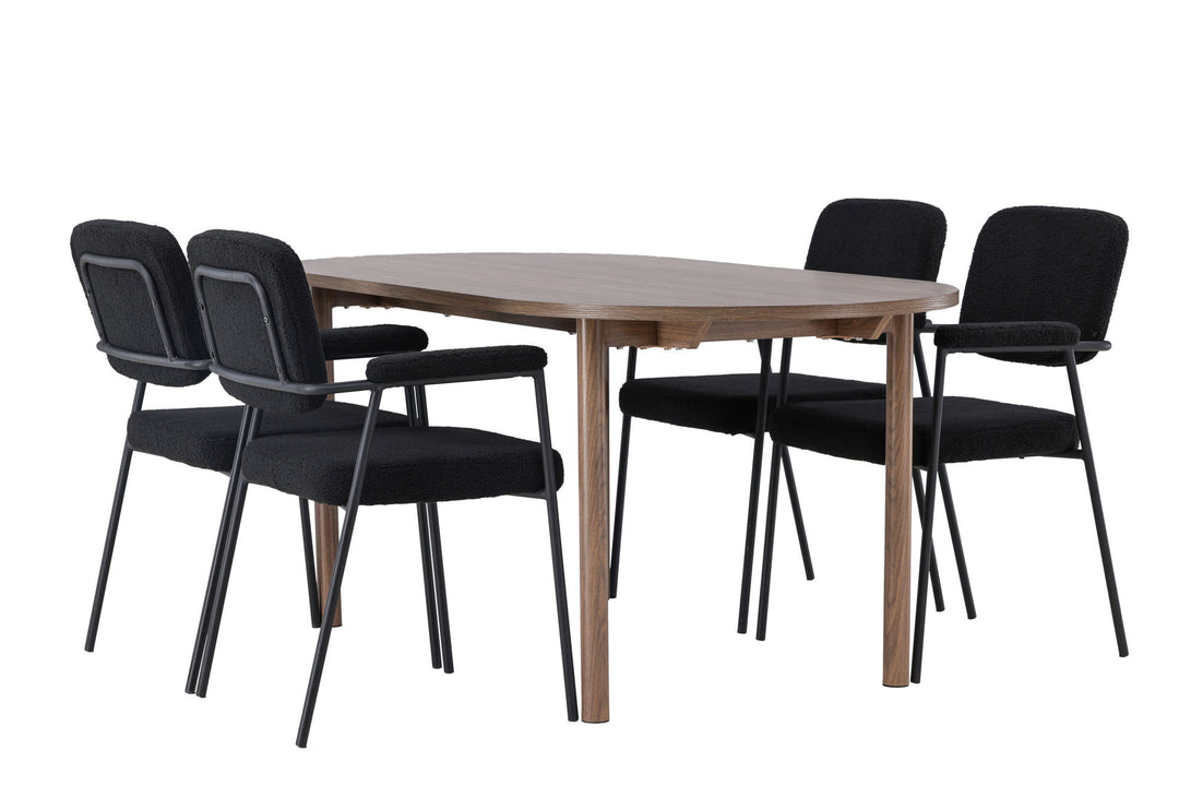 Venture Home Andy Dining Table 180*75 - Natural / Natural MDF +Yesterday Dining Chair - Black / Black Boucle _4