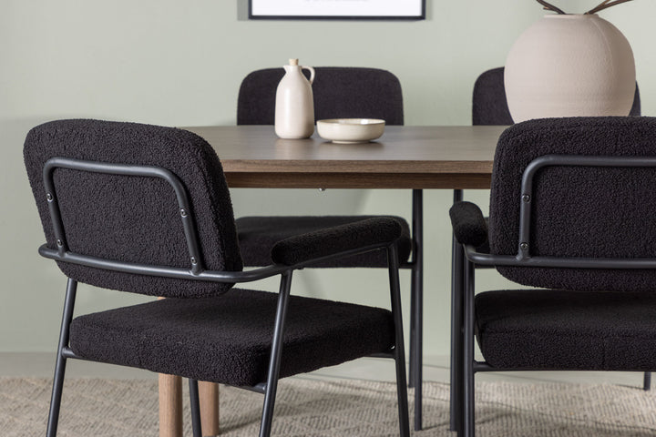 Venture Home Andy Dining Table 180*75 - Natural / Natural MDF +Yesterday Dining Chair - Black / Black Boucle _4