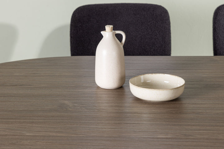 Venture Home Andy Dining Table 180*75 - Natural / Natural MDF +Yesterday Dining Chair - Black / Black Boucle _4