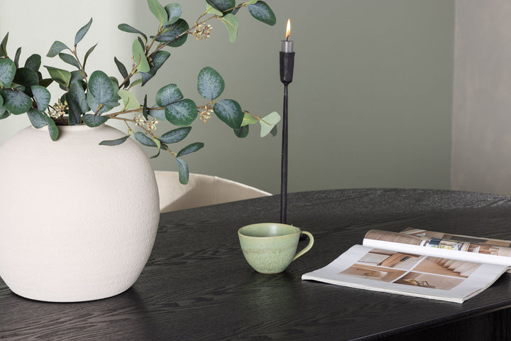 Venture Home Isolde Dining Table 180*75 - Black / Black MDF +Berit Chair - Black / Beige Velvet _4