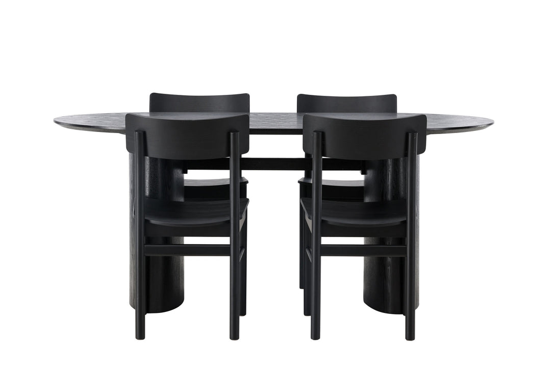 Venture Home Isolde Dining Table 180*75 - Black / Black MDF +Montros Dining Chair - Natural / Natural Rubberwood _4