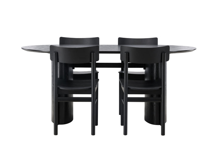 Venture Home Isolde Dining Table 180*75 - Black / Black MDF +Montros Dining Chair - Natural / Natural Rubberwood _4