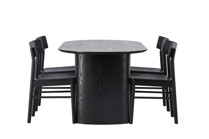 Venture Home Isolde Dining Table 180*75 - Black / Black MDF +Montros Dining Chair - Natural / Natural Rubberwood _4