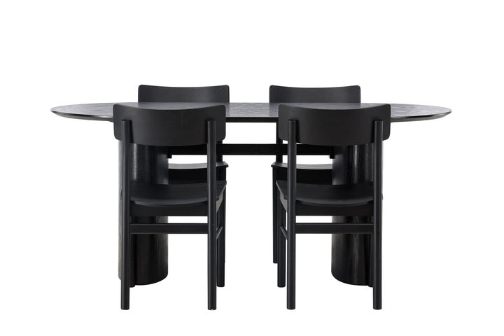 Venture Home Isolde Dining Table 180*75 - Black / Black MDF +Montros Dining Chair - Natural / Natural Rubberwood _4