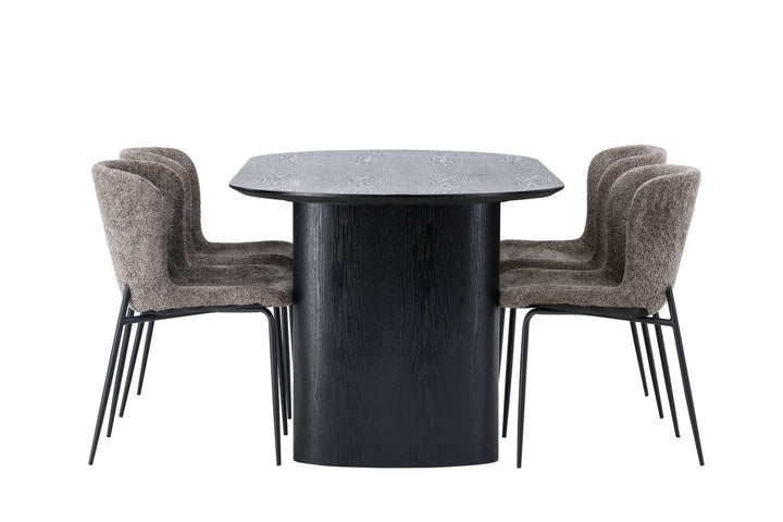 Venture Home Isolde Dining Table 180*75 - Black / Black MDF +Modesto Dining Chair - Grey / Smoked Black Boucle _4