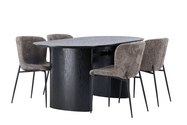 Venture Home Isolde Dining Table 180*75 - Black / Black MDF +Modesto Dining Chair - Grey / Smoked Black Boucle _4