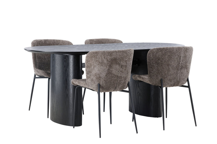 Venture Home Isolde Dining Table 180*75 - Black / Black MDF +Modesto Dining Chair - Grey / Smoked Black Boucle _4