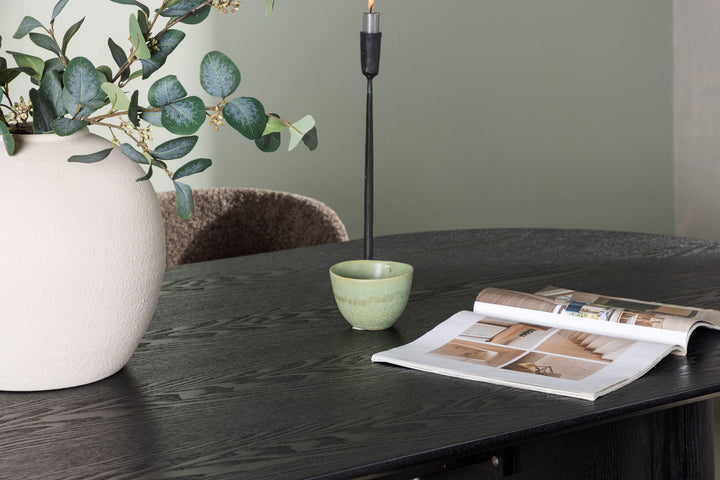 Venture Home Isolde Dining Table 180*75 - Black / Black MDF +Modesto Dining Chair - Grey / Smoked Black Boucle _4