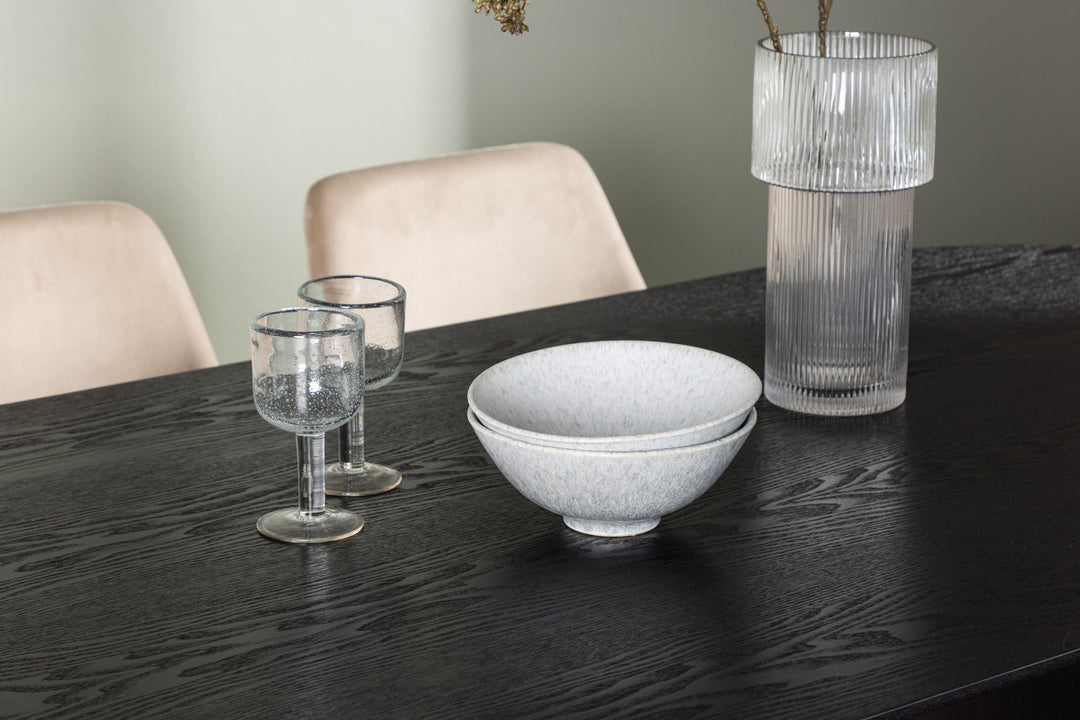 Venture Home Isolde Dining Table 180*75 - Black / Black MDF +Night Dining Chair - Dark walnut / Mocca / Brown Fabric _4