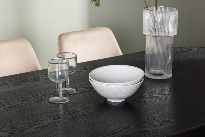Venture Home Isolde Dining Table 180*75 - Black / Black MDF +Night Dining Chair - Dark walnut / Mocca / Brown Fabric _4