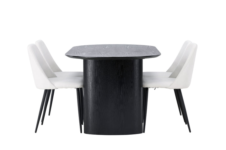 Venture Home Isolde Dining Table 180*75 - Black / Black MDF +Night Dining Chair - Black / White PU _4