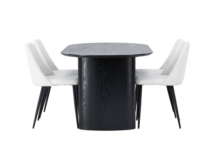 Venture Home Isolde Dining Table 180*75 - Black / Black MDF +Night Dining Chair - Black / White PU _4