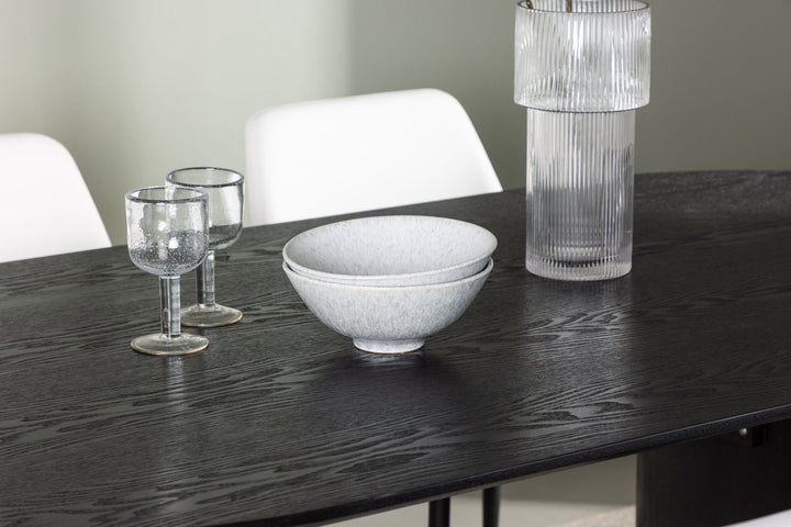 Venture Home Isolde Dining Table 180*75 - Black / Black MDF +Night Dining Chair - Black / White PU _4