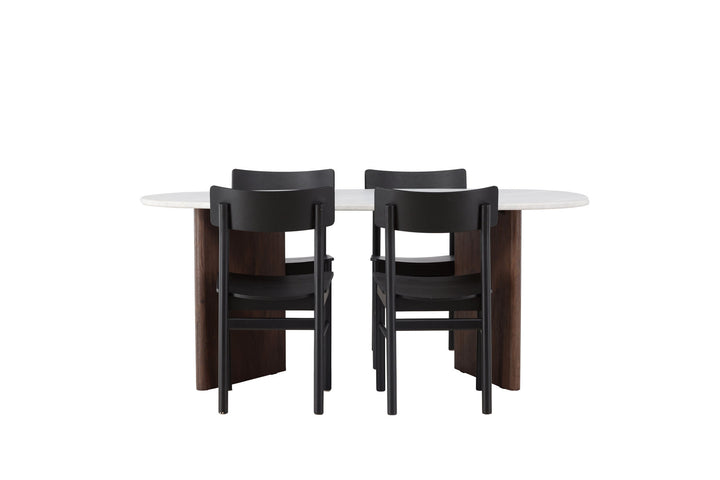 Venture Home Grönvik Dining Table 180*75 - Mocca / Offwhite Concretelook MDF +Montros Dining Chair - Natural / Natural Rubberwood _4
