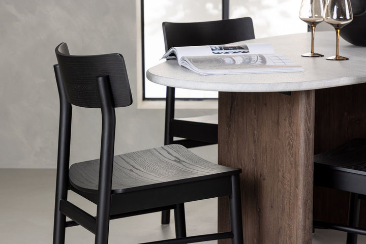 Venture Home Grönvik Dining Table 180*75 - Mocca / Offwhite Concretelook MDF +Montros Dining Chair - Natural / Natural Rubberwood _4