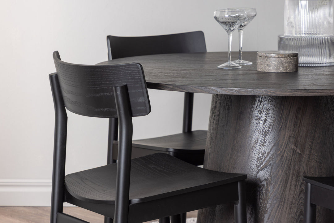 Venture Home Lanzo Dining Table φ120 - Mocca/Mocca +Montros Dining Chair - Natural / Natural Rubberwood _4