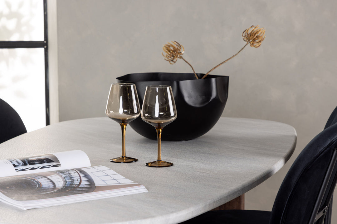 Venture Home Grönvik Dining Table 180*75 - Mocca / Offwhite Concretelook MDF +Stella Dining Chair - Black / Black Velvet _4