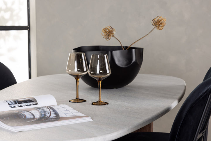 Venture Home Grönvik Dining Table 180*75 - Mocca / Offwhite Concretelook MDF +Stella Dining Chair - Black / Black Velvet _4