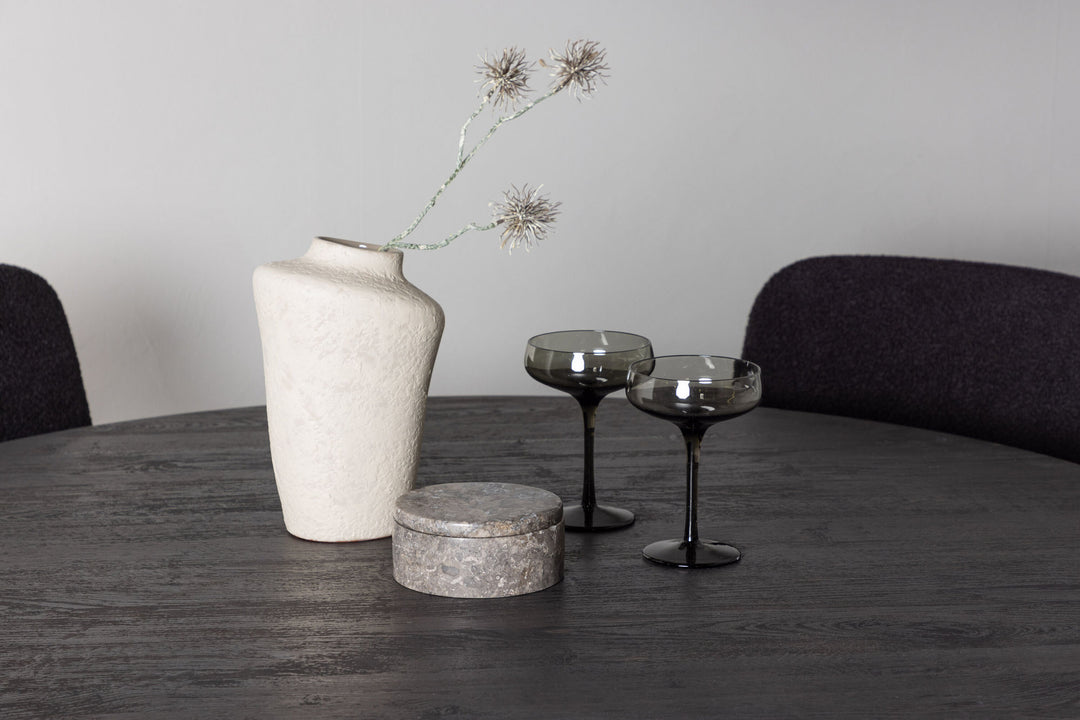 Venture Home Lanzo Dining Table φ120 - Mocca/Mocca +Yesterday Dining Chair - Black / Black Boucle _4