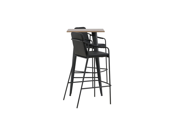 Venture Home Tempe Bar Table - Black / Nature MDF +Bella Bar Chair - Black / Black PU _2