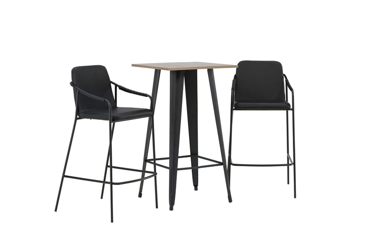 Venture Home Tempe Bar Table - Black / Nature MDF +Bella Bar Chair - Black / Black PU _2