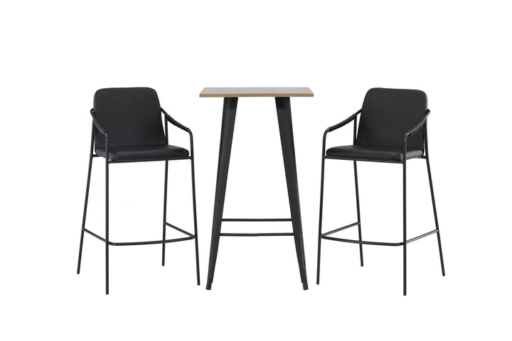 Venture Home Tempe Bar Table - Black / Nature MDF +Bella Bar Chair - Black / Black PU _2