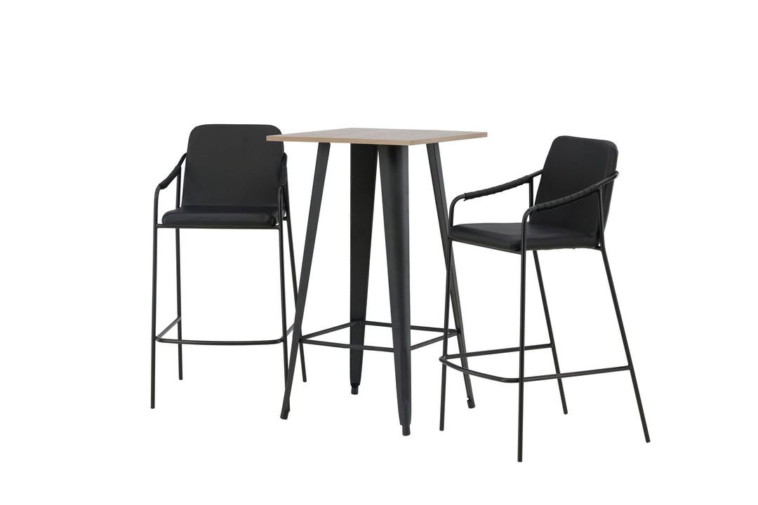Venture Home Tempe Bar Table - Black / Nature MDF +Bella Bar Chair - Black / Black PU _2