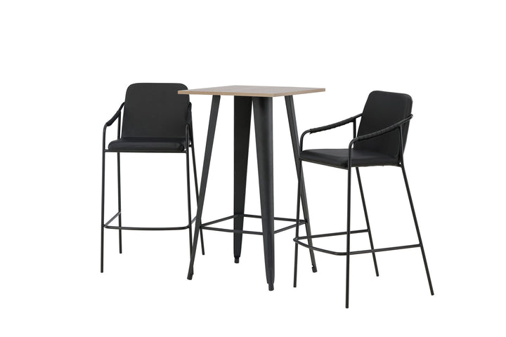 Venture Home Tempe Bar Table - Black / Nature MDF +Bella Bar Chair - Black / Black PU _2