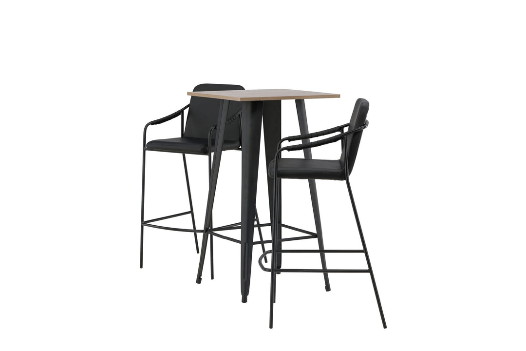 Venture Home Tempe Bar Table - Black / Nature MDF +Bella Bar Chair - Black / Black PU _2