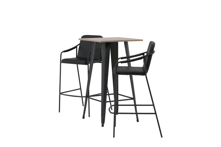 Venture Home Tempe Bar Table - Black / Nature MDF +Bella Bar Chair - Black / Black PU _2