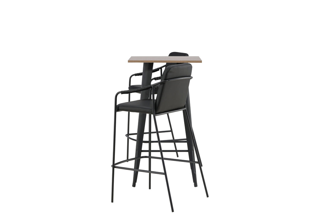 Venture Home Tempe Bar Table - Black / Nature MDF +Bella Bar Chair - Black / Black PU _2