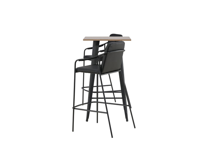 Venture Home Tempe Bar Table - Black / Nature MDF +Bella Bar Chair - Black / Black PU _2