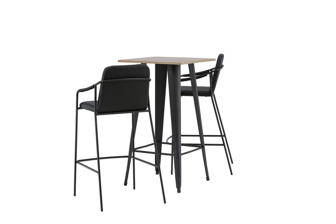 Venture Home Tempe Bar Table - Black / Nature MDF +Bella Bar Chair - Black / Black PU _2