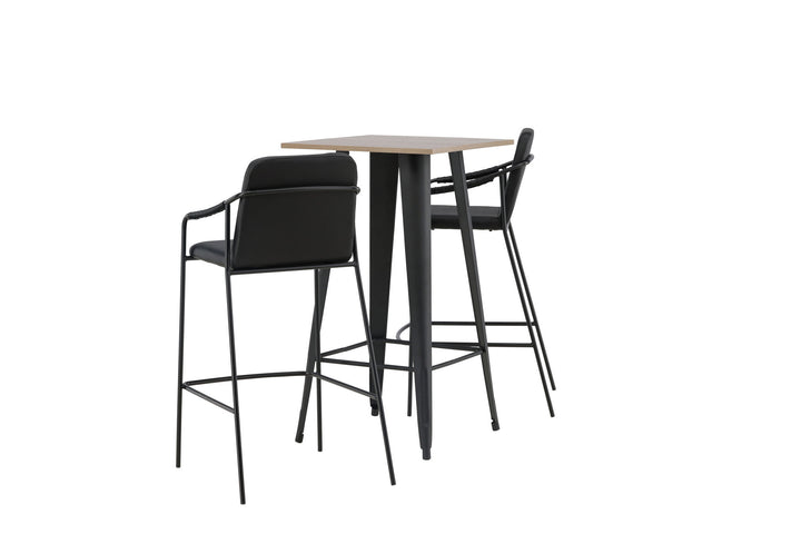 Venture Home Tempe Bar Table - Black / Nature MDF +Bella Bar Chair - Black / Black PU _2