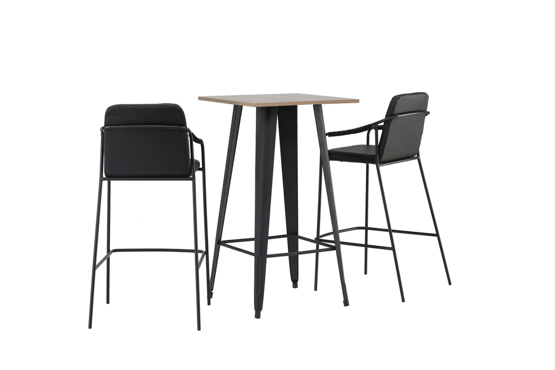 Venture Home Tempe Bar Table - Black / Nature MDF +Bella Bar Chair - Black / Black PU _2