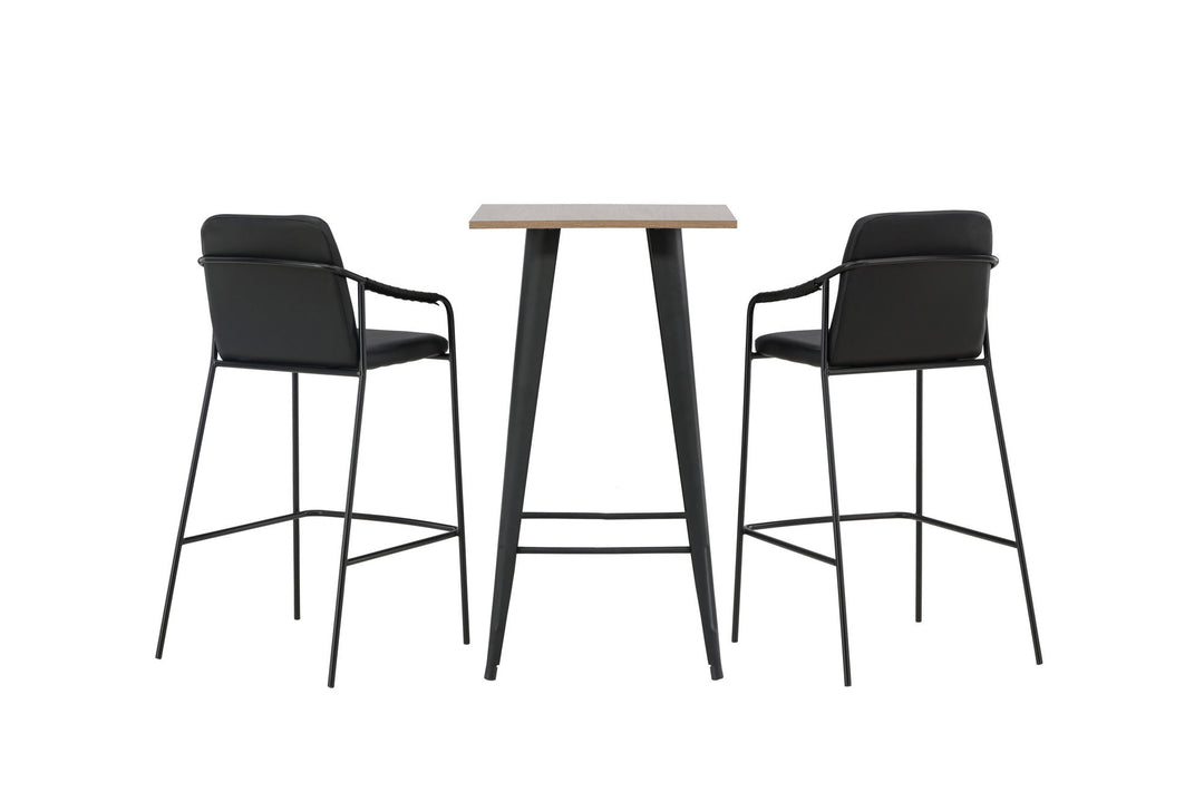 Venture Home Tempe Bar Table - Black / Nature MDF +Bella Bar Chair - Black / Black PU _2