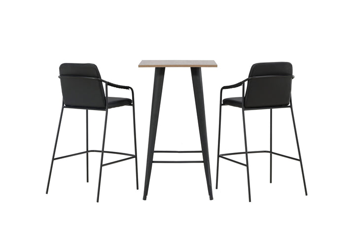 Venture Home Tempe Bar Table - Black / Nature MDF +Bella Bar Chair - Black / Black PU _2