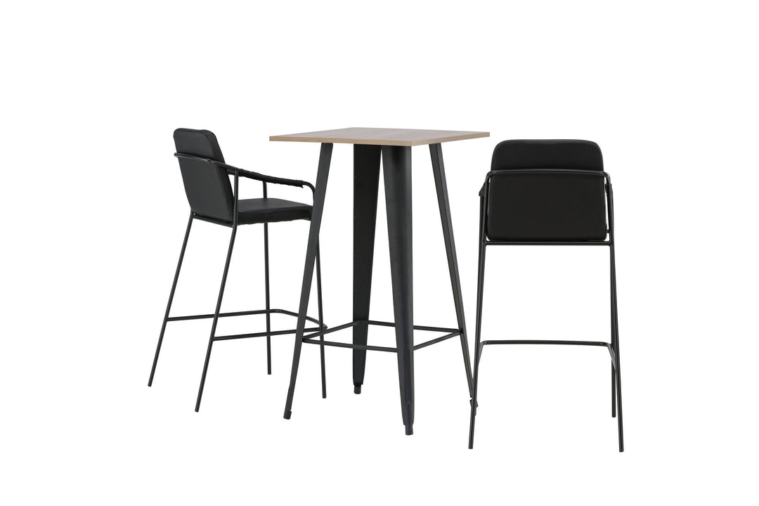 Venture Home Tempe Bar Table - Black / Nature MDF +Bella Bar Chair - Black / Black PU _2