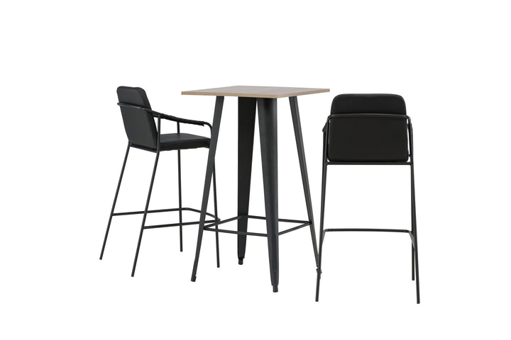 Venture Home Tempe Bar Table - Black / Nature MDF +Bella Bar Chair - Black / Black PU _2