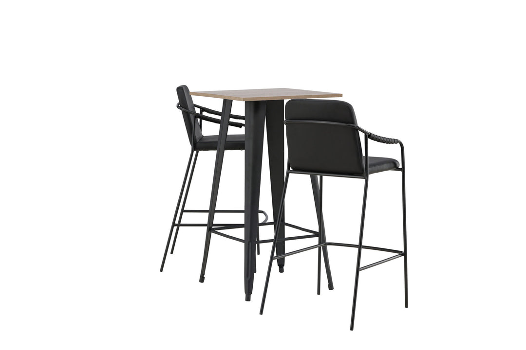Venture Home Tempe Bar Table - Black / Nature MDF +Bella Bar Chair - Black / Black PU _2