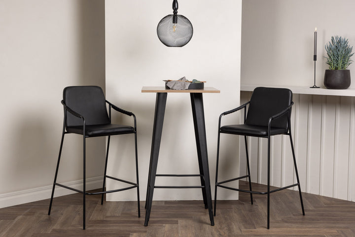 Venture Home Tempe Bar Table - Black / Nature MDF +Bella Bar Chair - Black / Black PU _2