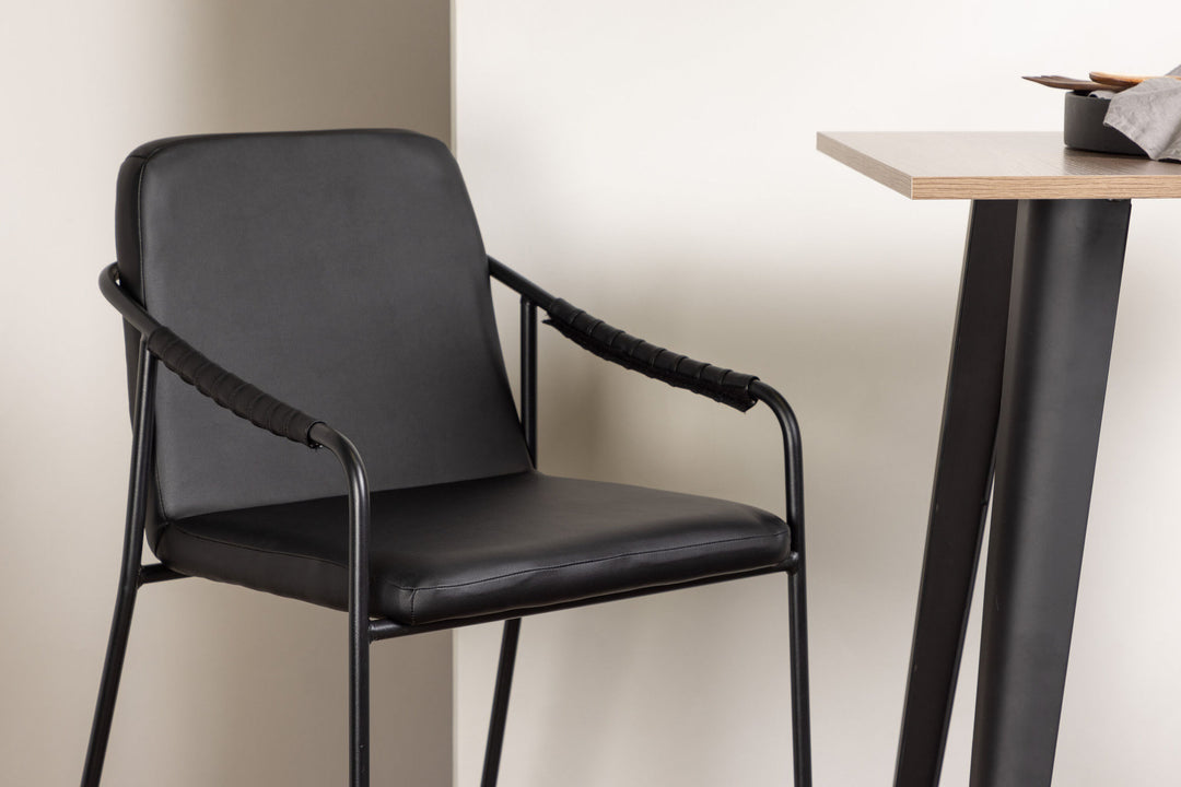 Venture Home Tempe Bar Table - Black / Nature MDF +Bella Bar Chair - Black / Black PU _2