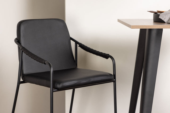 Venture Home Tempe Bar Table - Black / Nature MDF +Bella Bar Chair - Black / Black PU _2