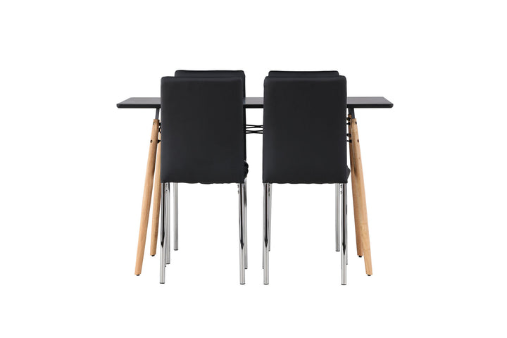 Venture Home Danburi Dining Table - Black / Woodlook MDF+Lily Dining Chair - Chromed leg / Black PU_4