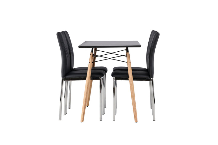 Venture Home Danburi Dining Table - Black / Woodlook MDF+Lily Dining Chair - Chromed leg / Black PU_4