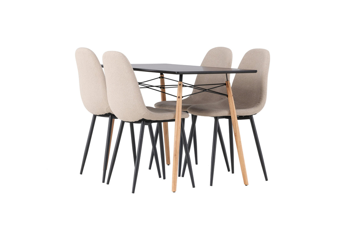 Venture Home Danburi Dining Table - Black / Woodlook MDF+Polar Dining Chair - Black / Beige Boucle_4