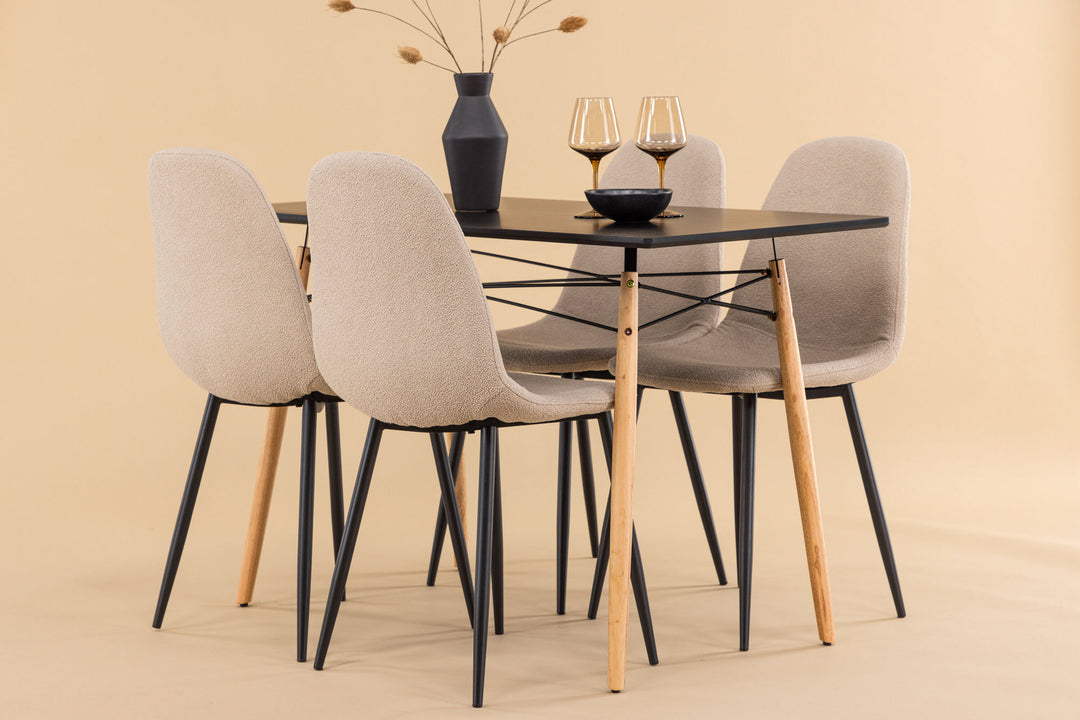 Venture Home Danburi Dining Table - Black / Woodlook MDF+Polar Dining Chair - Black / Beige Boucle_4