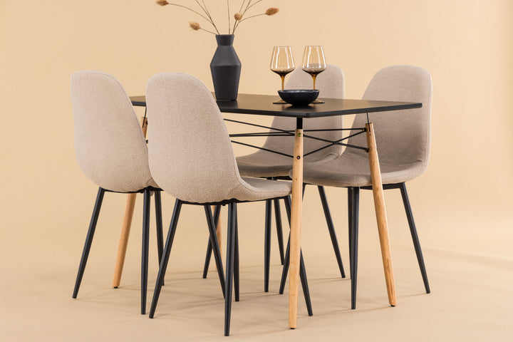 Venture Home Danburi Dining Table - Black / Woodlook MDF+Polar Dining Chair - Black / Beige Boucle_4